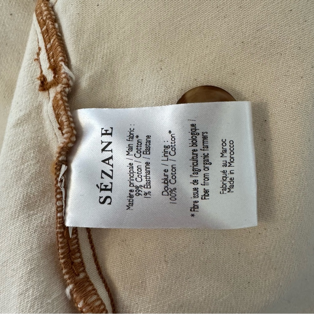 NWOT Sezane Wilfried Ecru Organic Cotton Denim Jacket - Picture 9 of 10